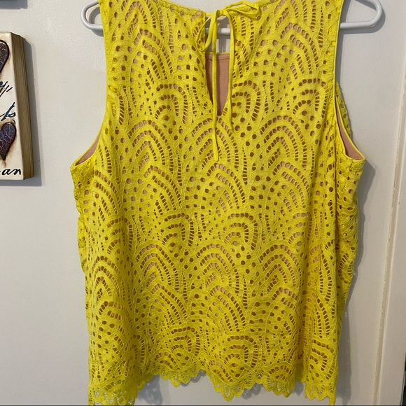 RW&CO. | Bright yellow ruffled eyelet lace over lay tank - Picture 2 of 8